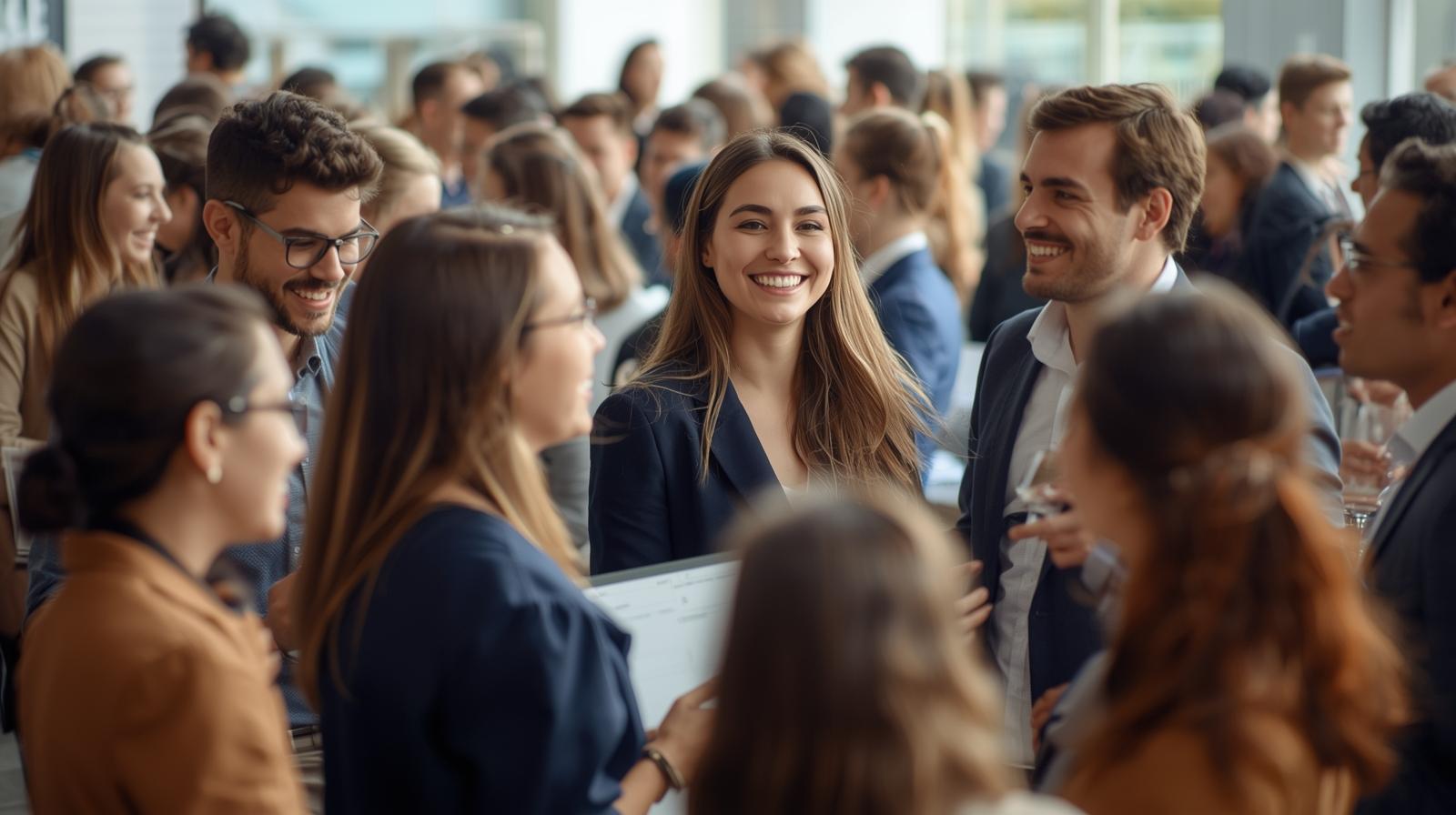 Young professionals collaborating in modern office environment, representing workplace success and career growth