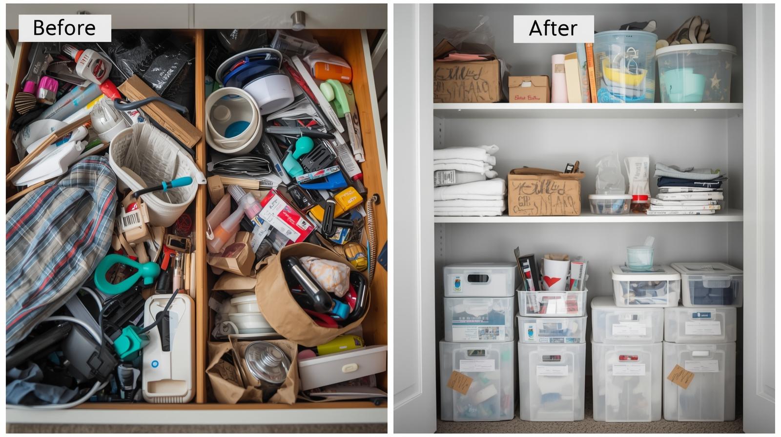 Before/after decluttering